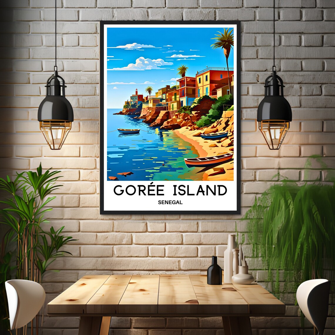 Goree Island Colorful Cliffside Village With Fishing Boats Poster - Image 3