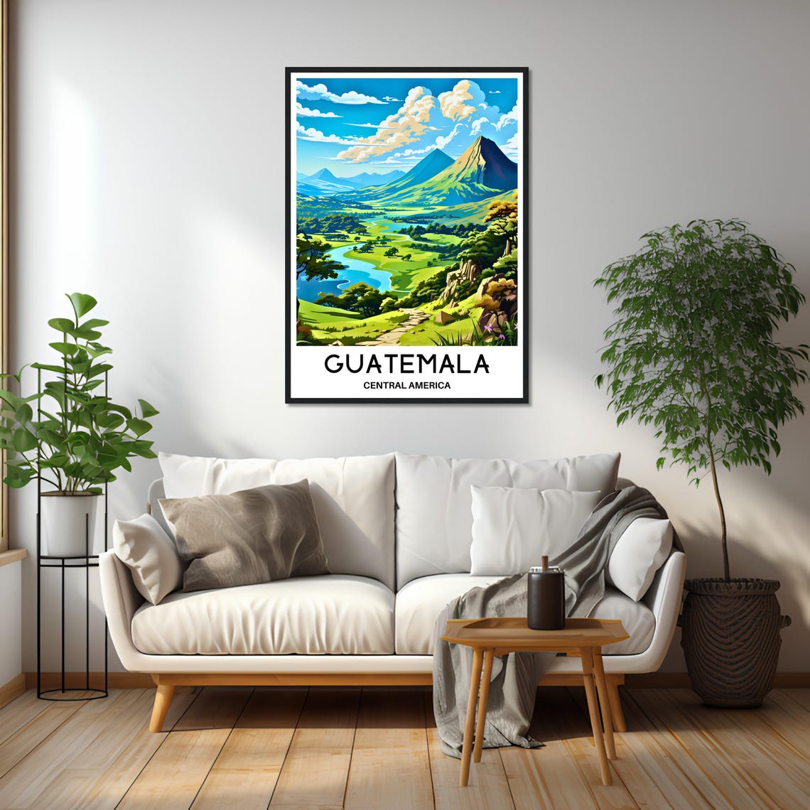 Guatemala Volcanoes Valley Central America Travel Art Poster - Image 3