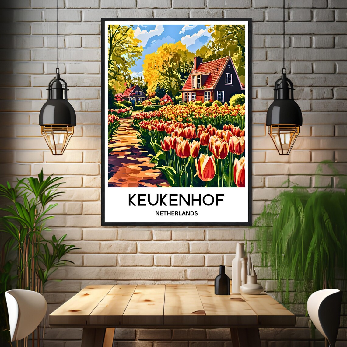 Blooming Keukenhof Netherlands Tulip Gardens Spring Travel Poster - Image 3