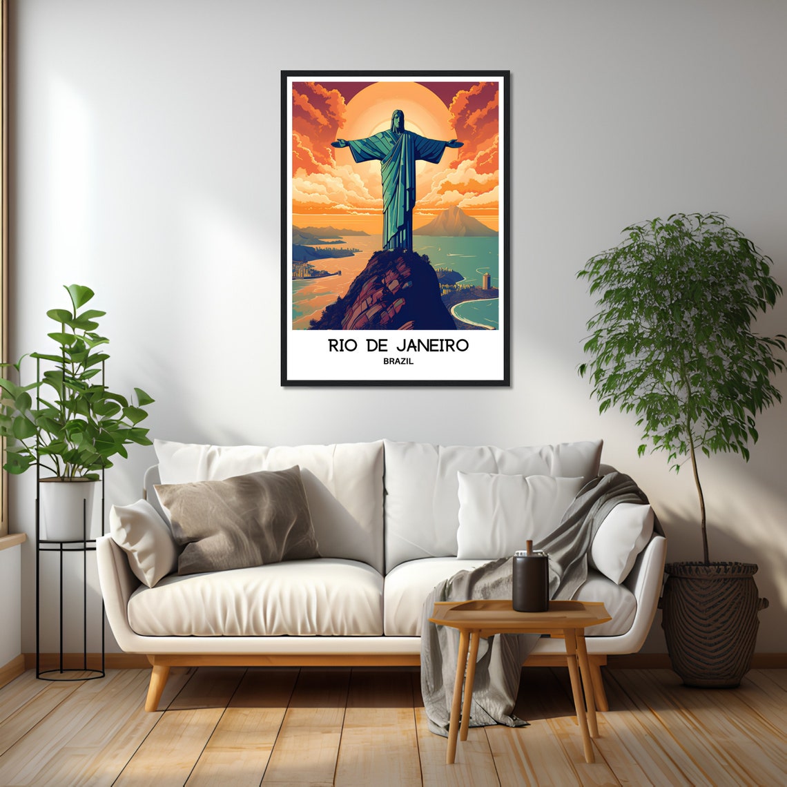 Rio de Janeiro Brazil Christ the Redeemer Sunset Travel Poster - Image 2