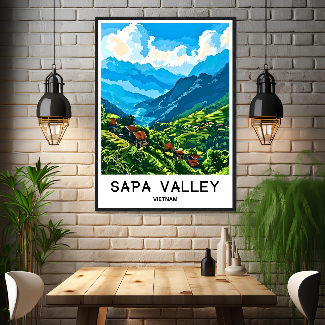 Sapa Valley Vietnam Rice Terraces Stilt Houses Travel Poster - Image 3
