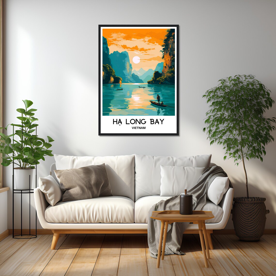 Ha Long Bay Vietnam Golden Sunset Limestone Karsts Travel Poster - Image 2