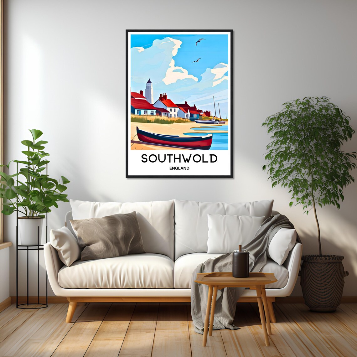Southwold England Seaside Fishing Town Beach Illustration Poster - Image 2