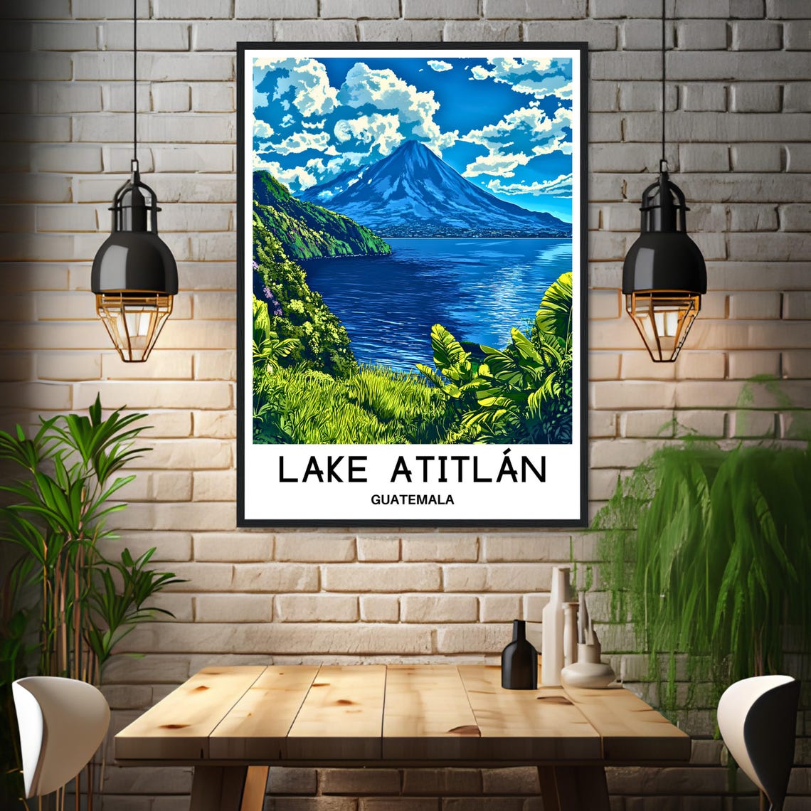 Lake Atitlan Volcano Across Deep Blue Water Guatemala Poster - Image 3