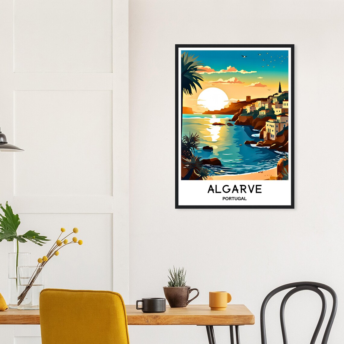 Algarve Portugal Cliffside Town Golden Sunset Coast Travel Poster - Image 2