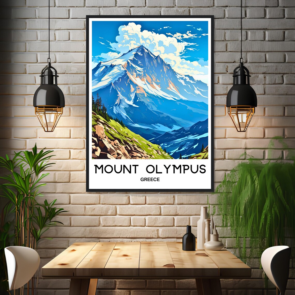 Mount Olympus Greece Snow Capped Peak Mythic Mountain Travel Poster - Image 3