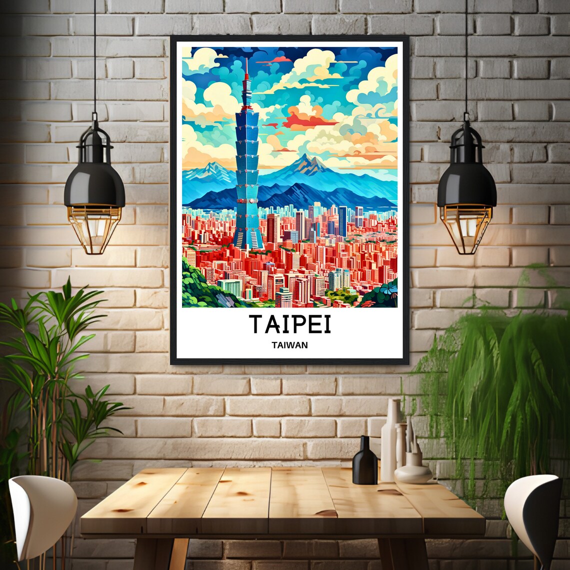 Taipei Travel Print Taipei Poster Asian Art Print Taiwan Lover Gift Wall Hanging Art Home Office Room Decor Taipei City Illustration - Image 3