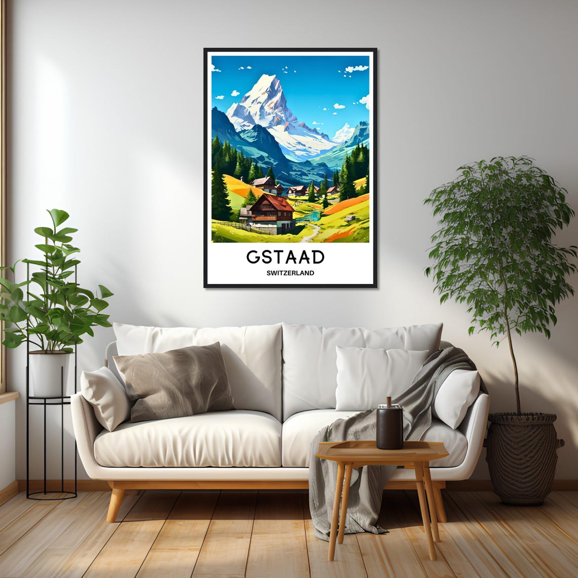 Gstaad Switzerland Alpine Chalets Beneath Snowy Peaks Poster - Image 2
