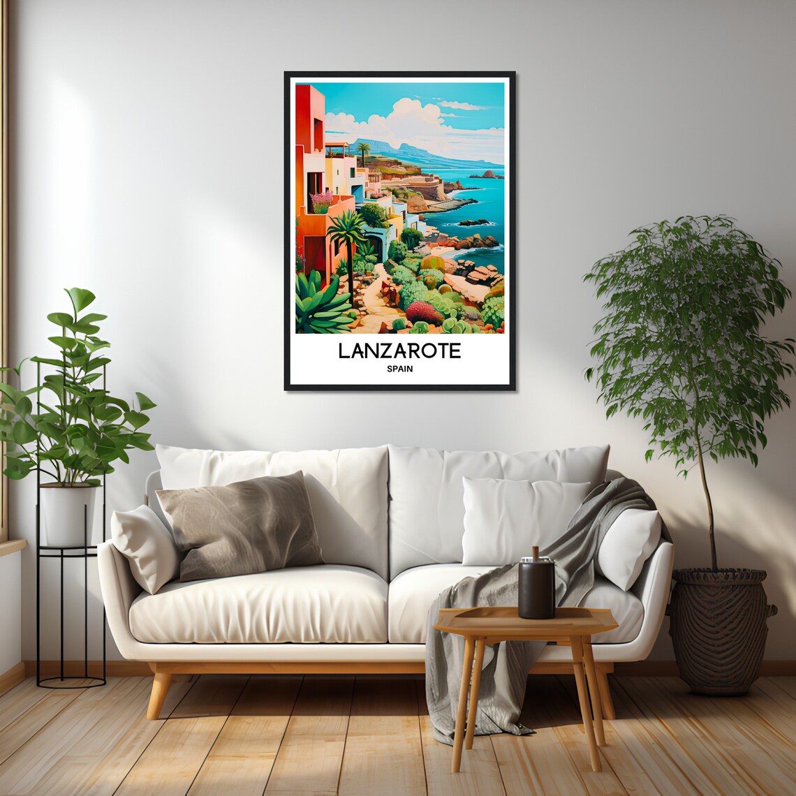 Lanzarote Spain Coastal Village Colourful Houses Seaside Travel Poster - Image 2