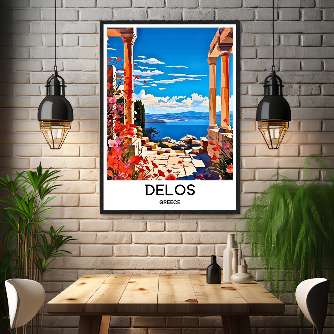 Delos Greece Ancient Ruins by the Aegean Sea Travel Art Poster - Image 3