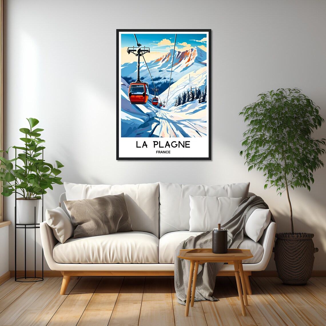 La Plagne France Ski Resort Gondola Lift Winter Travel Poster - Image 2