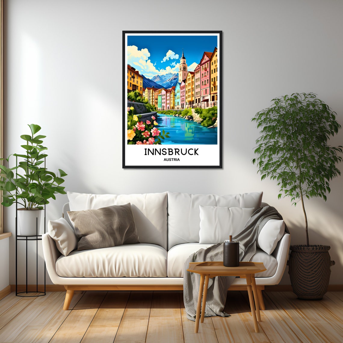 Innsbruck Austria Colorful Riverside Old Town Retro Travel Poster - Image 2