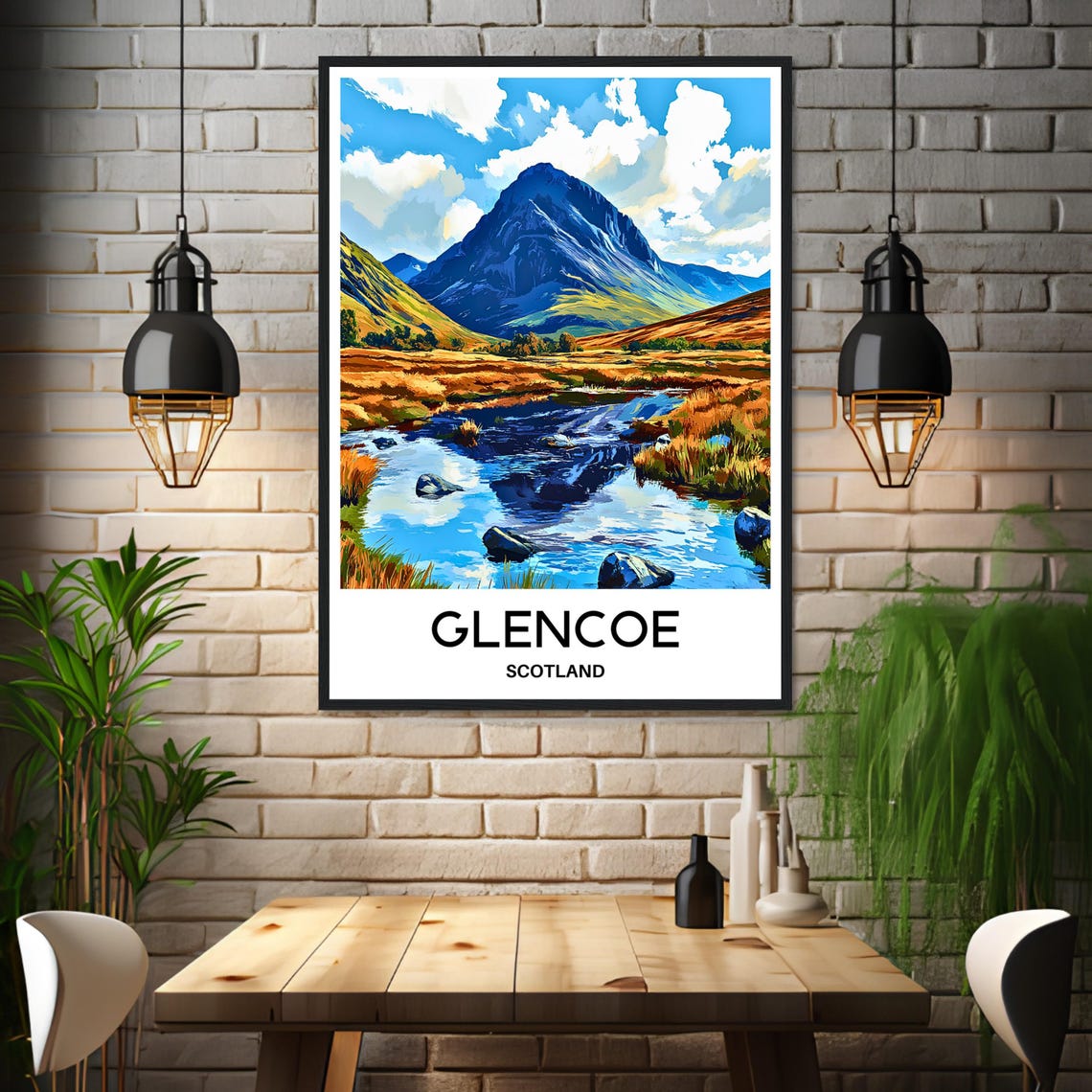 Glencoe Scotland Dramatic Mountain Valley Stream Travel Poster - Image 3