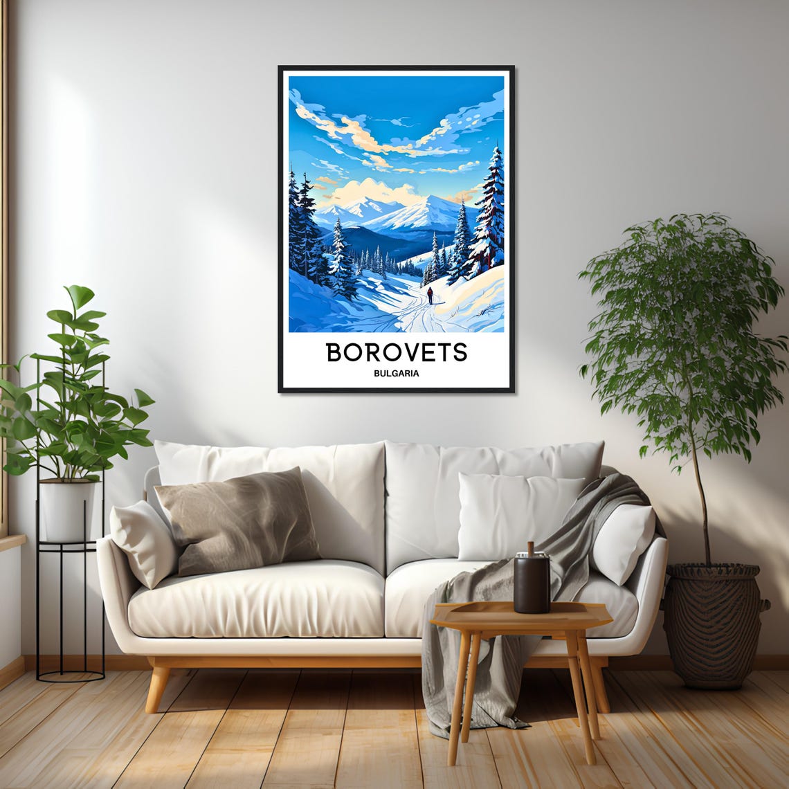 Borovets Bulgaria Snowy Pine Forest Mountain Ski Slope Travel Poster - Image 2