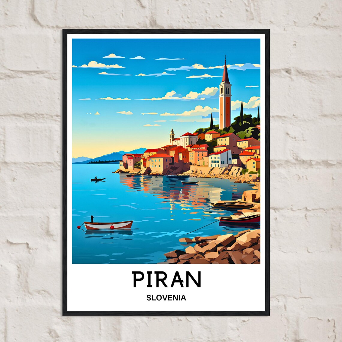 Piran Travel Poster, Slovenian Town Illustration - Image 2