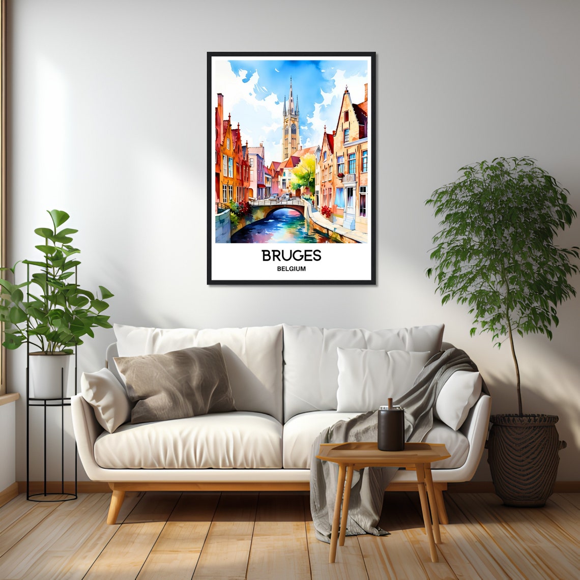 Bruges Watercolor Print Bruges Travel Poster Belgian Art Print Belgium Lover Gift Bruges City Watercolour Painting Illustration Home Decor - Image 2