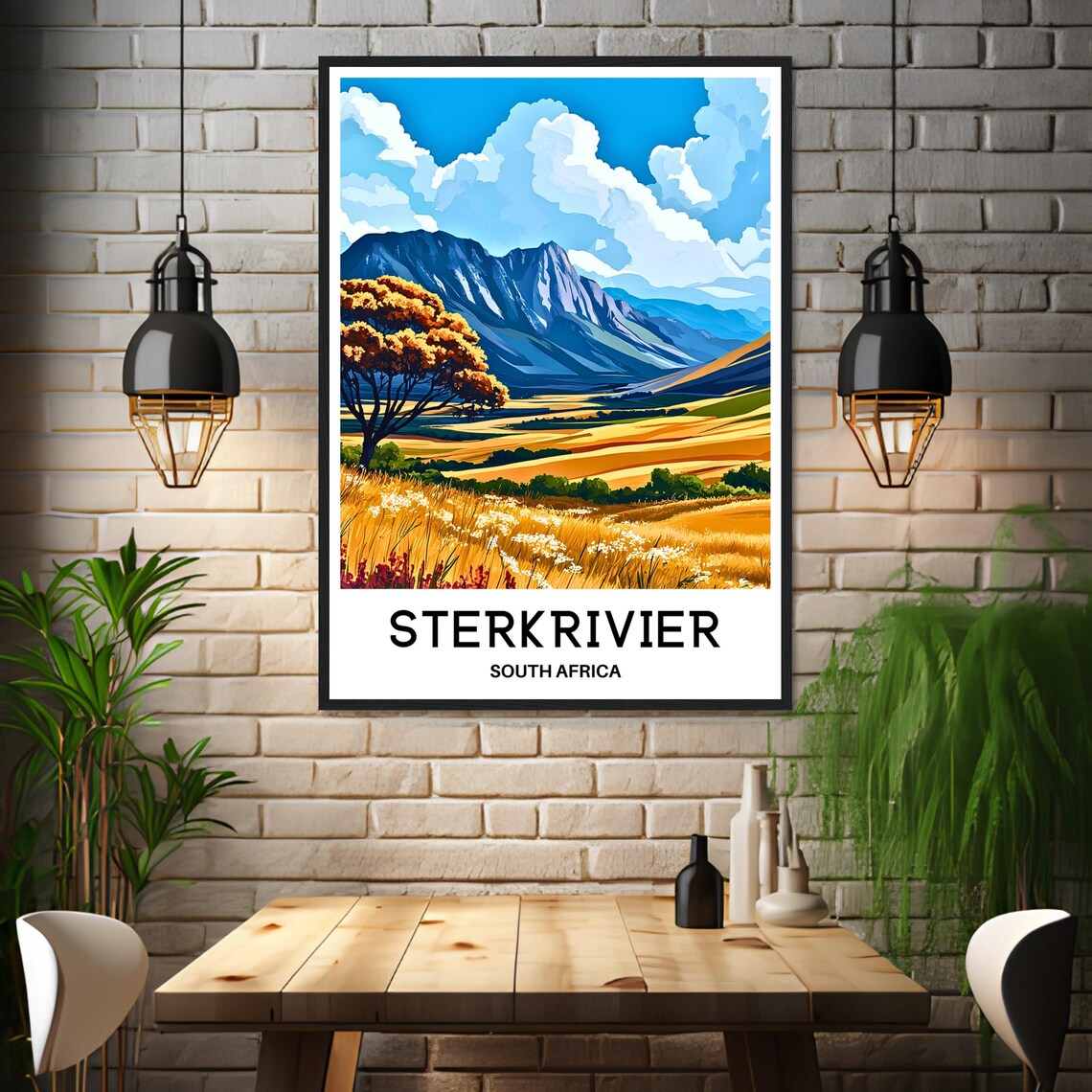 Sterkrivier South Africa Golden Fields Mountain Valley Poster - Image 3