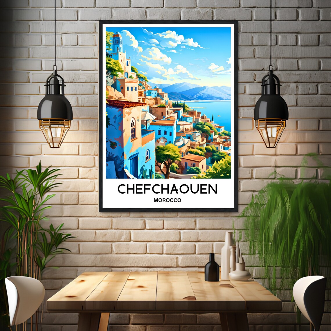 Chefchaouen Blue City Hillside Morocco Mediterranean Travel Poster - Image 3