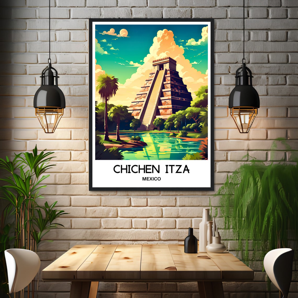 Chichen Itza Mexico Ancient Mayan Pyramid Ruins Travel Poster - Image 3
