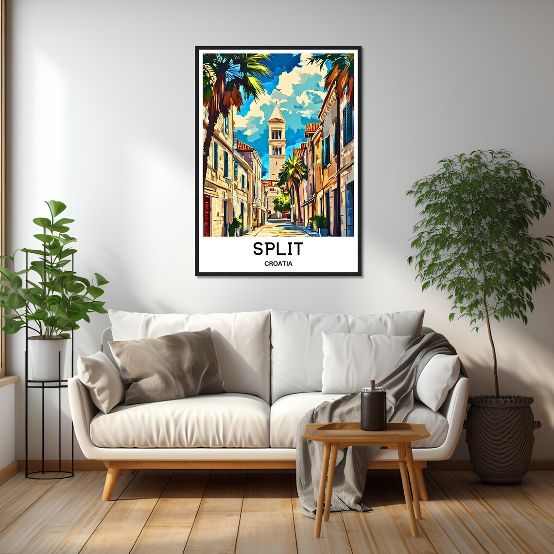 Split Croatia Old Town Street With Historic Bell Tower Travel Poster - Image 2