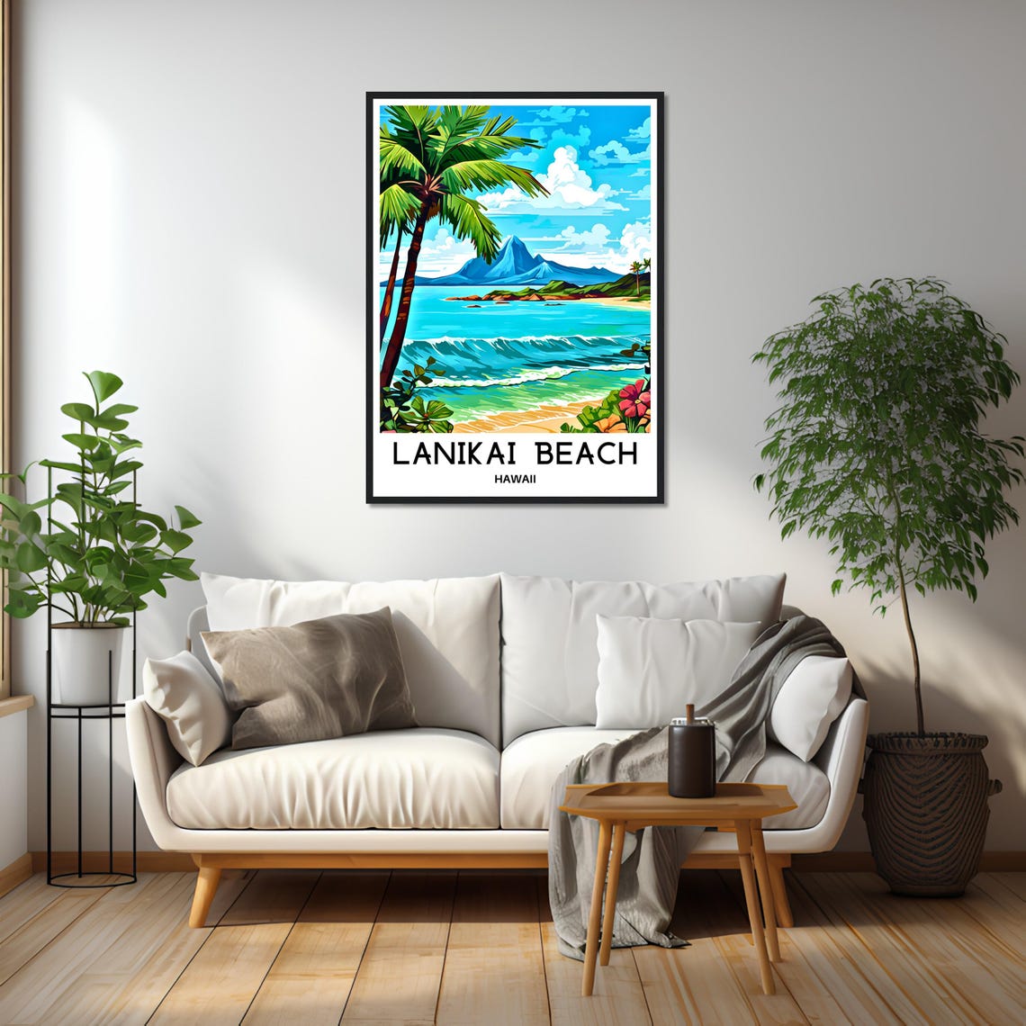 Lanikai Beach Palm Trees Surf Waves Hawaii Scenery Oahu Poster - Image 2