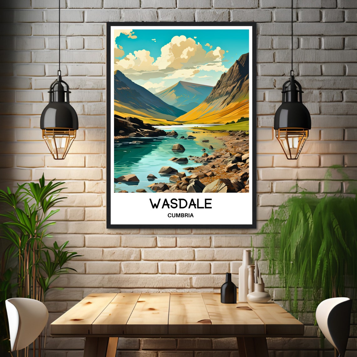 Wasdale Cumbria Valley River and Mountain Landscape Travel Poster - Image 3