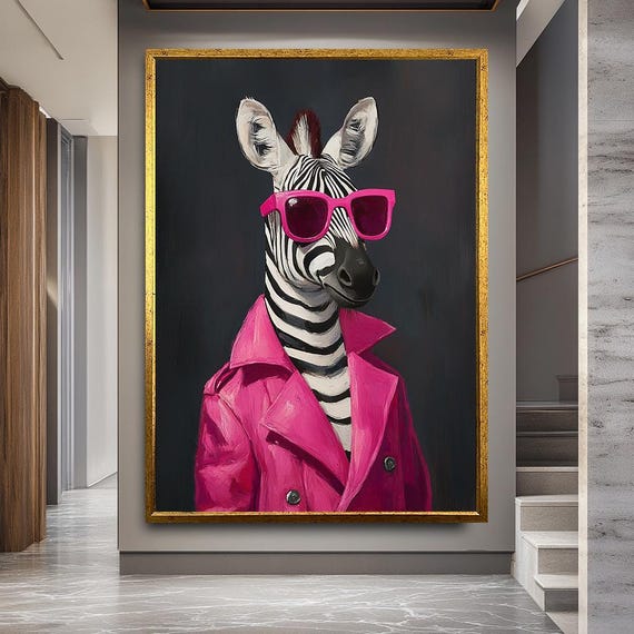 Funny Zebra Art Print, Modern Wall Decor