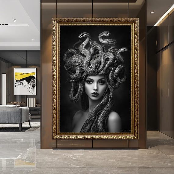 Dark Medusa Portrait Gothic Fantasy Art Canvas Print