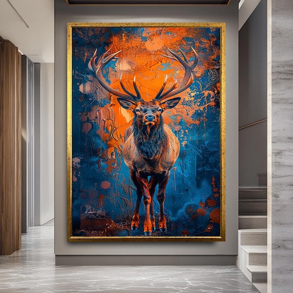 Majestic Deer Canvas Print Rustic Cabin Wall Art