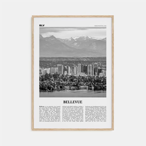Bellevue Black and White No. 1 Travel Poster, Washington