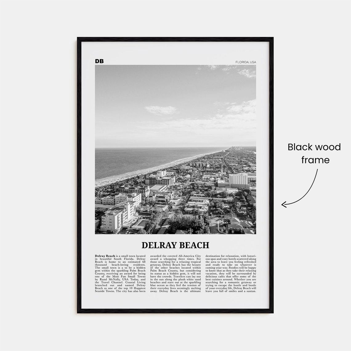 Delray Beach Black And White Travel Poster - Image 3