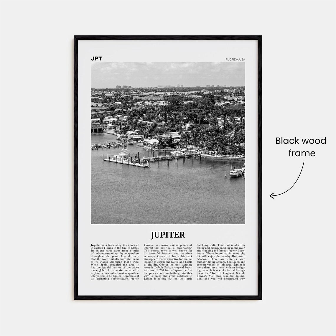 Jupiter Florida Travel Poster, Black And White - Image 3