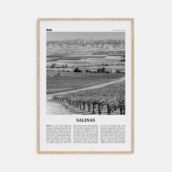 Salinas Black And White Travel Poster, California