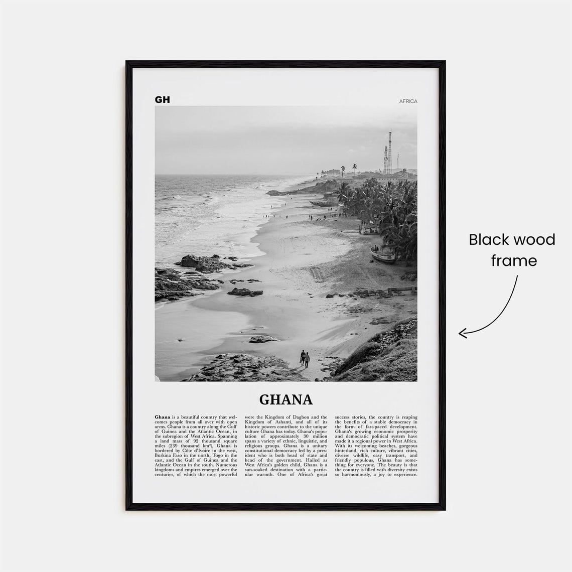 Ghana Print Black And White No 2 Ghana Wall Art Ghana Poster Ghana Photo Ghana Wall Decor Country Art Print Accra Africa - Image 3