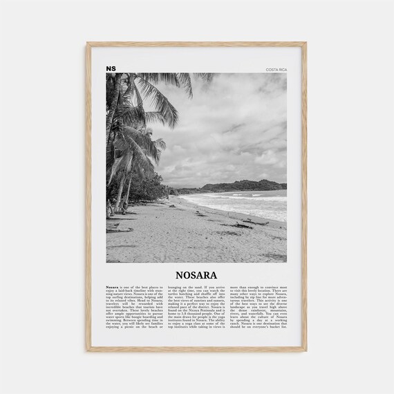 Nosara Black And White Travel Poster, Costa Rica