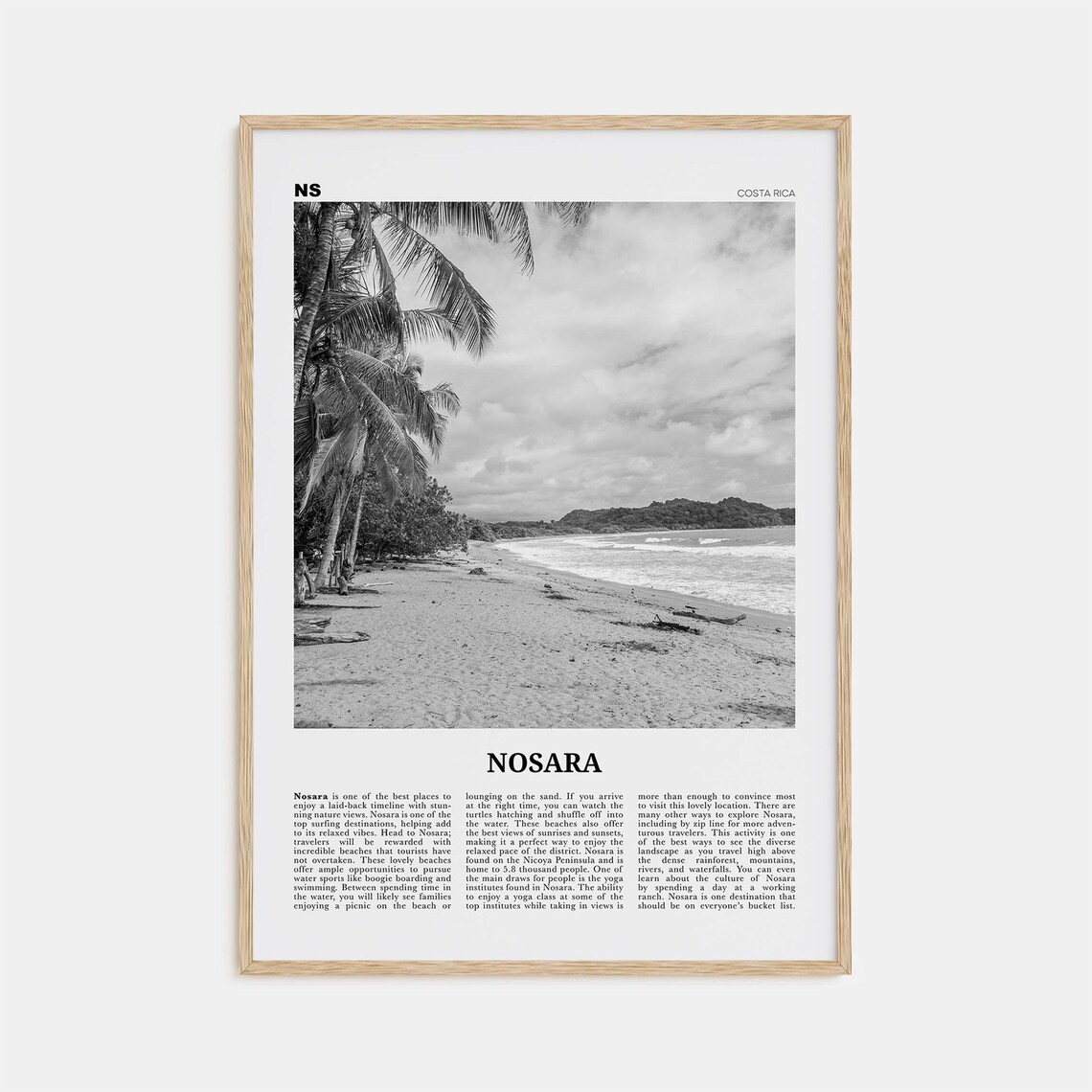 Nosara Black And White Travel Poster, Costa Rica