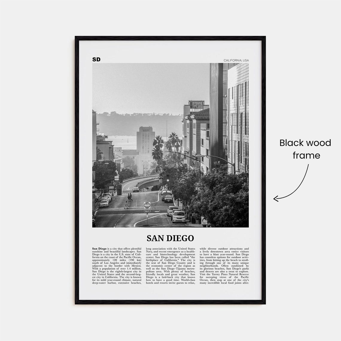San Diego Print Black And White No 5 San Diego Wall Art San Diego Poster Surf Poster Print California Usa United States - Image 3