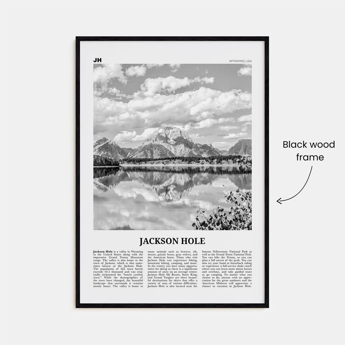 Jackson Hole Black And White Travel Poster, Wyoming - Image 3