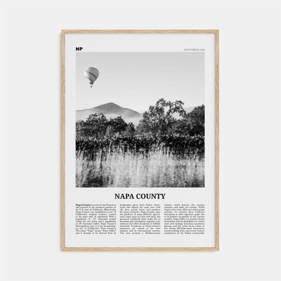 Napa County Black And White Travel Poster, Napa Valley