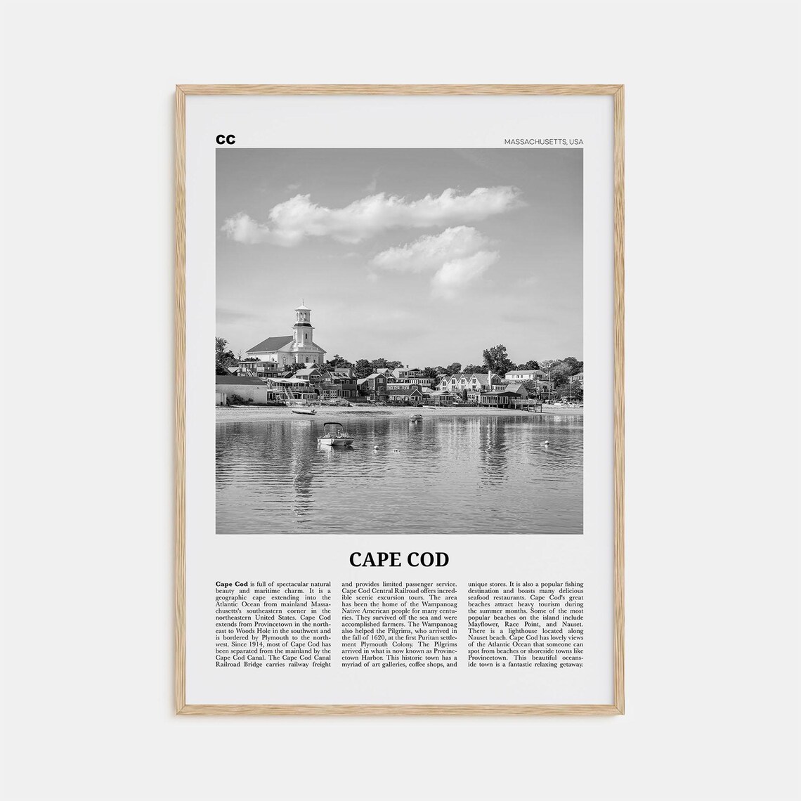 Cape Cod Black and White Travel Poster, No. 1