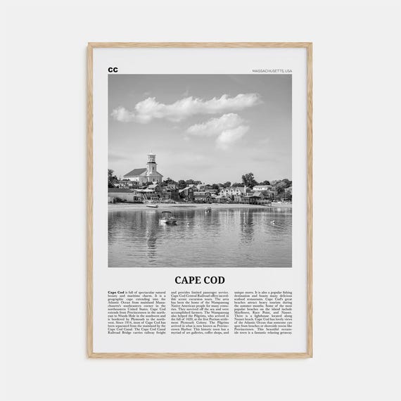 Cape Cod Black and White Travel Poster, No. 1