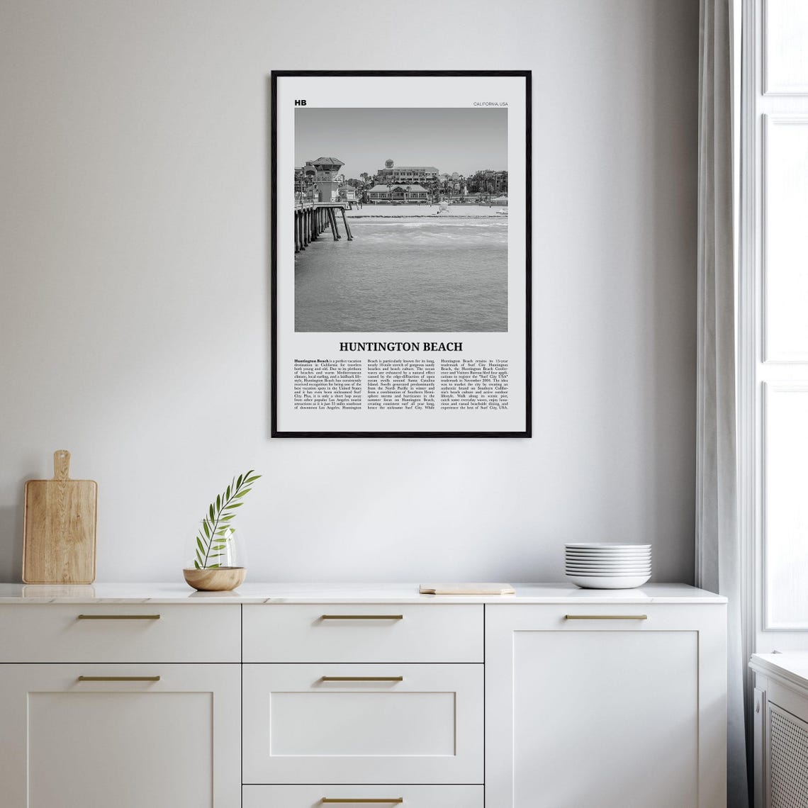 Huntington Beach Black And White Travel Poster - Image 2