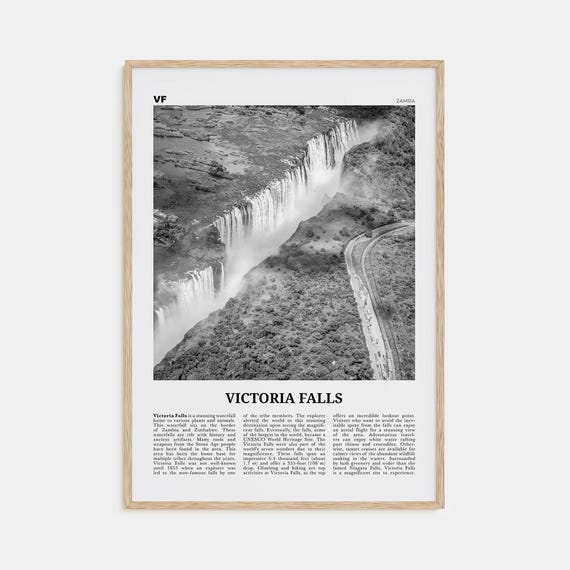 Victoria Falls Black and White Travel Poster Print