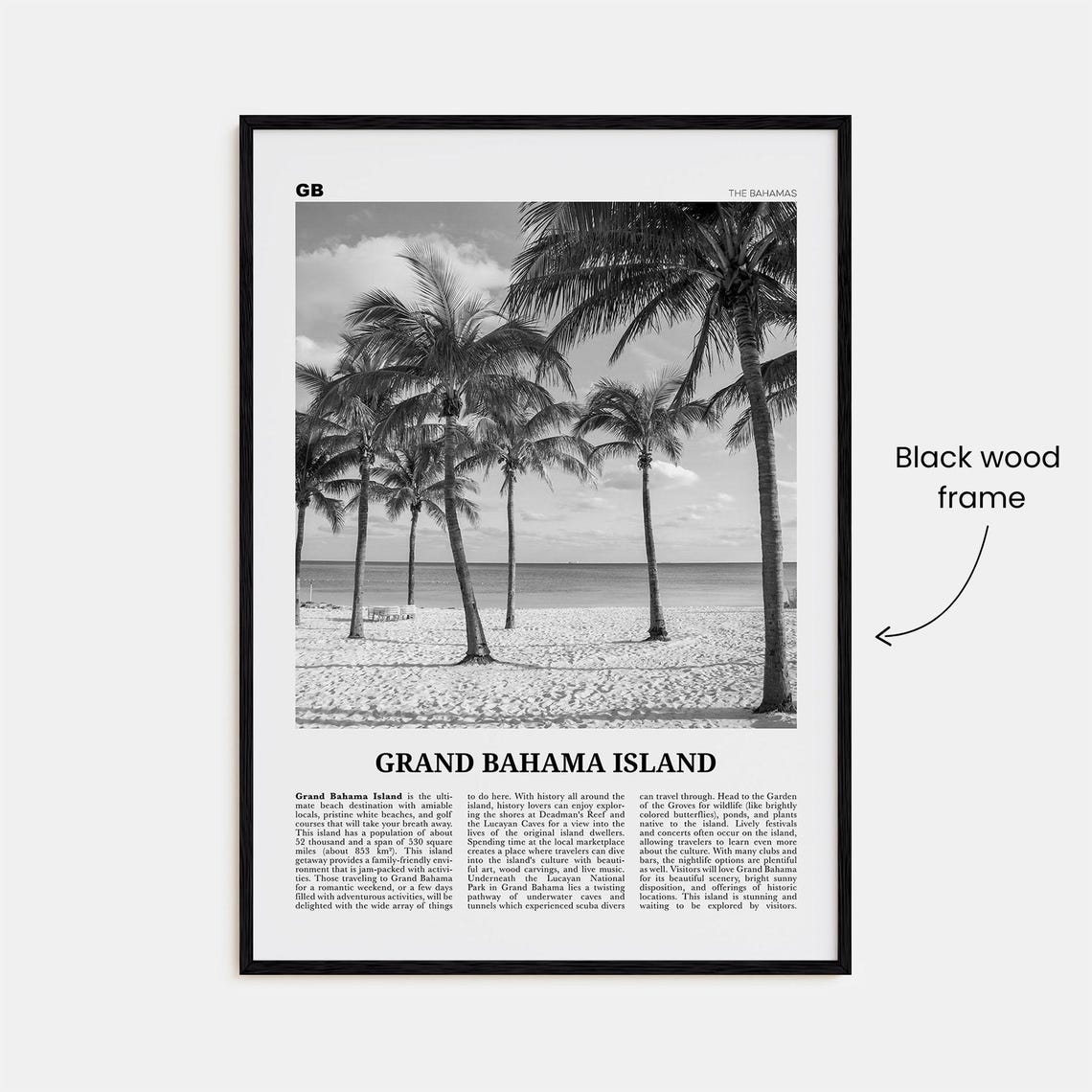 Grand Bahama Island Print Black And White Grand Bahama Wall Art Grand Bahama Poster Grand Bahama Photo Grand Bahama Wall Dcor - Image 3