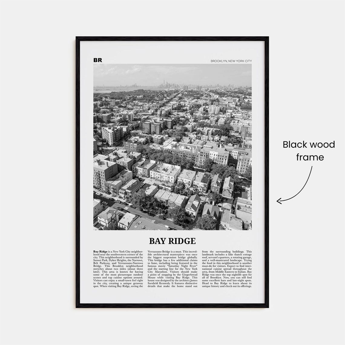 Bay Ridge Black and White Travel Poster, New York USA - Image 3