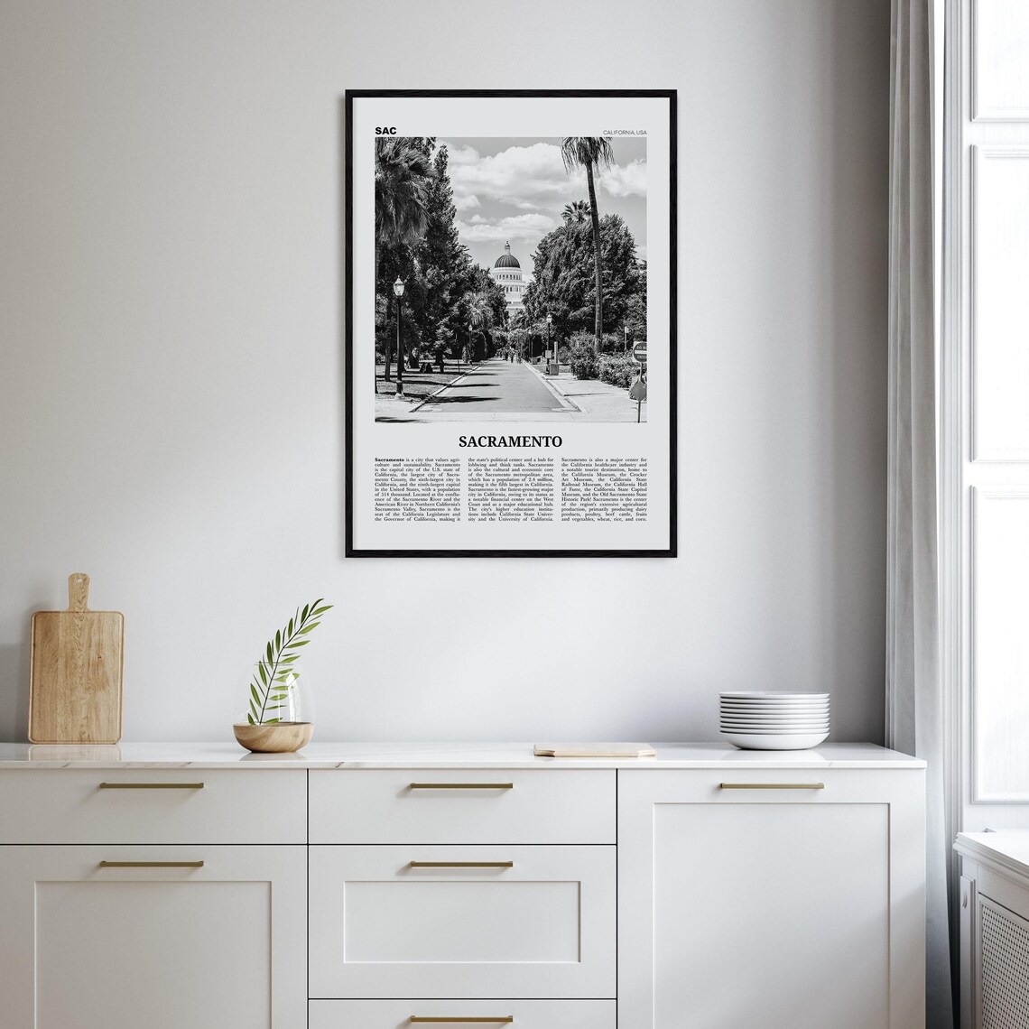 Sacramento Black and White Travel Poster, California - Image 2