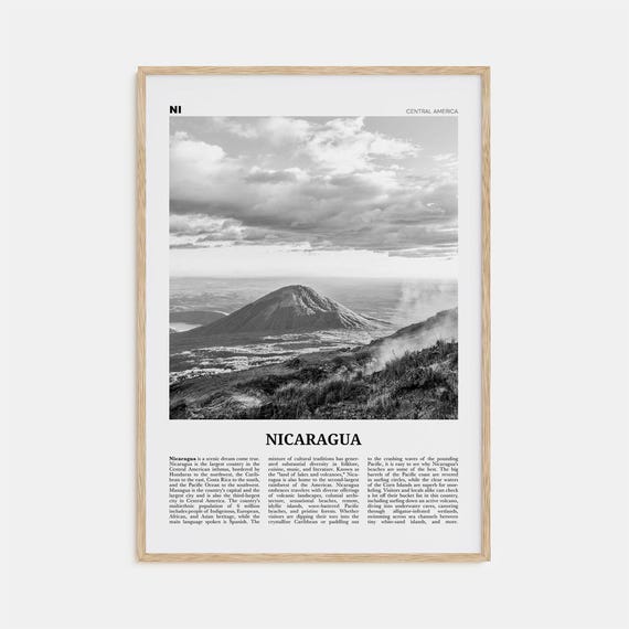 Nicaragua Black-and-White Travel Poster, Managua