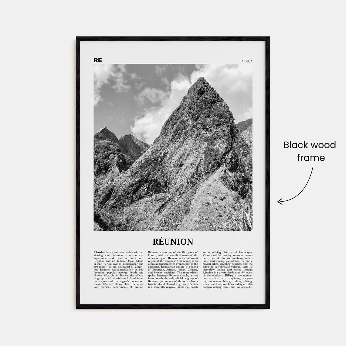 Reunion Black and White Travel Poster, Africa - Image 3