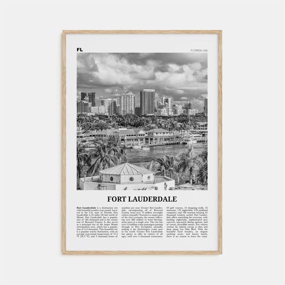 Fort Lauderdale Black and White Travel Poster
