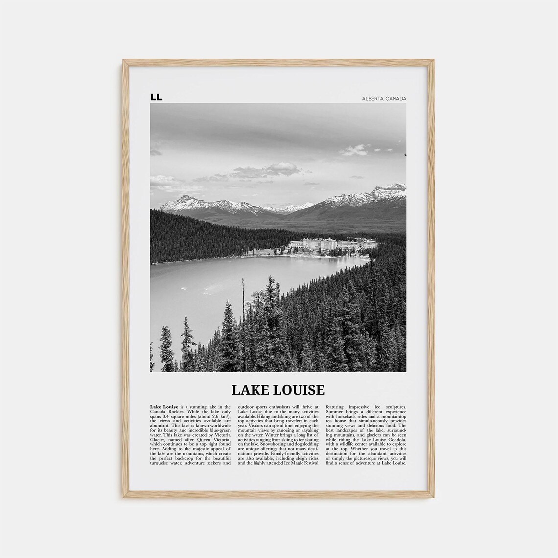 Lake Louise Black and White No. 1, Alberta Canada Art Print